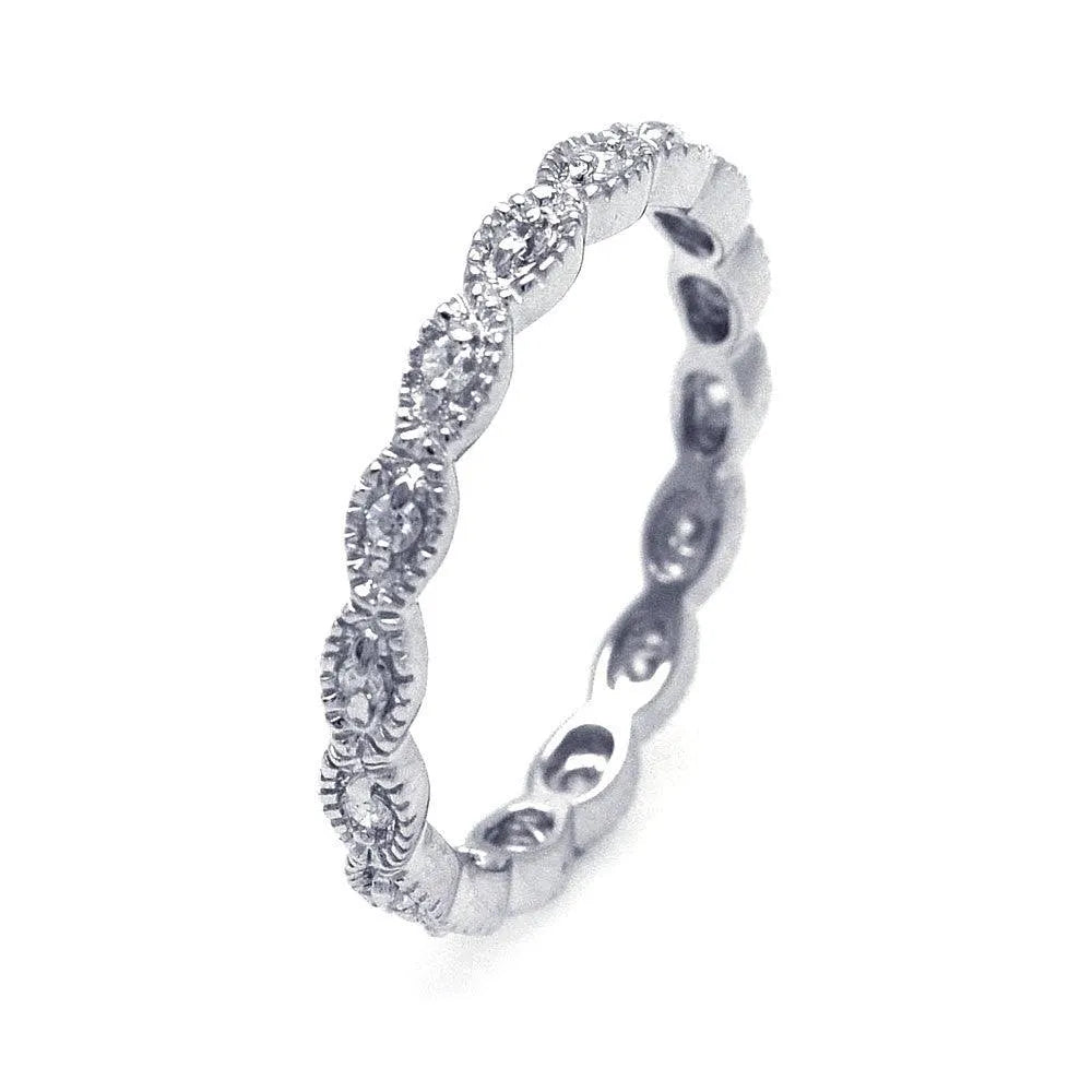 925 Sterling Silver Rhodium Plated CZ Stackable Eternity Ring