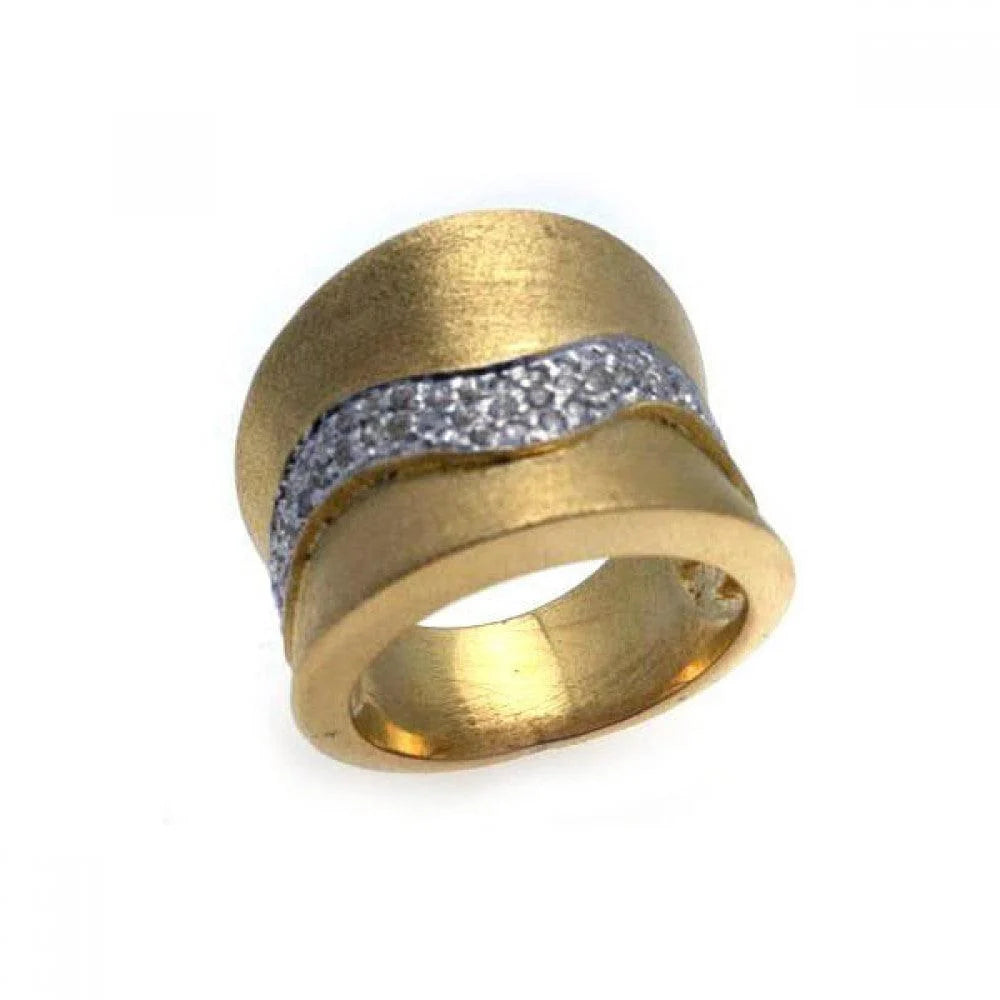 925 Silver Clearance-Gold Plated Pave Set CZ Ring