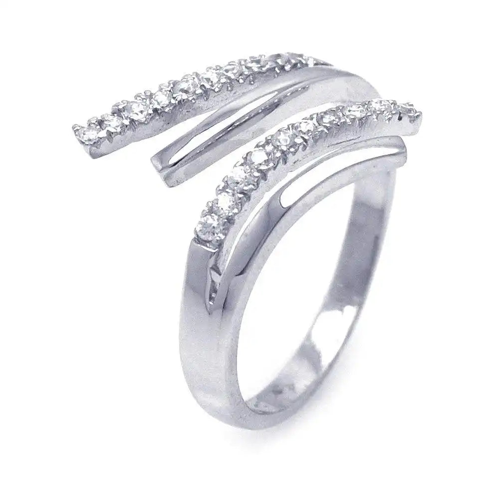925 Sterling Silver Clearance Rhodium Plated CZ Flare Ring