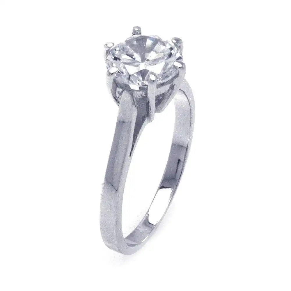 925 Sterling Silver Rhodium Plated CZ Solitaire Ring