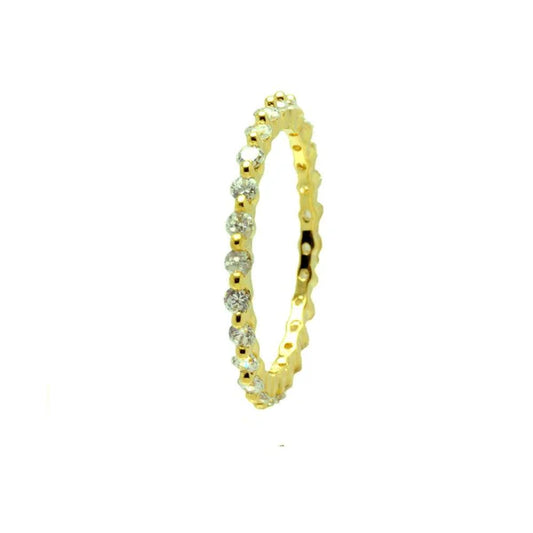 925 Sterling Silver Gold Plated Clear CZ Stackable Eternity Ring
