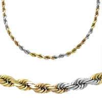 14K Tri-Color Gold Rope Chain - Oroking 