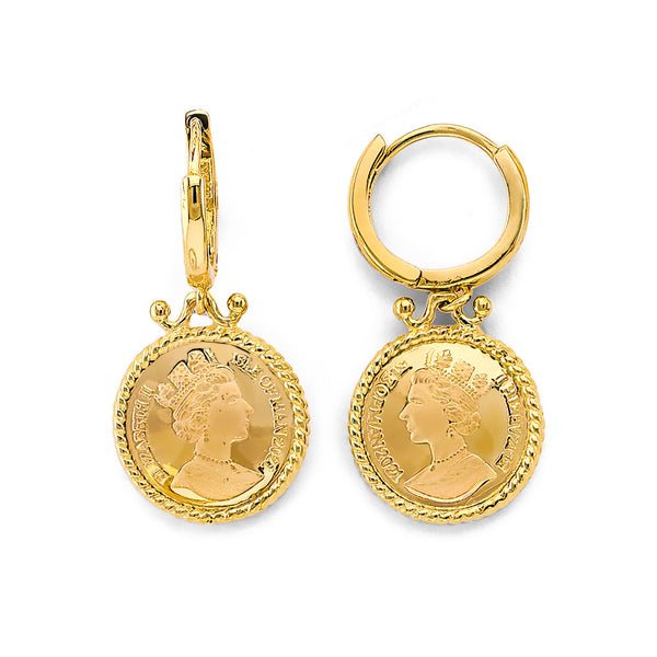 14K Bola Pesos Coin Earrings Thunbnails