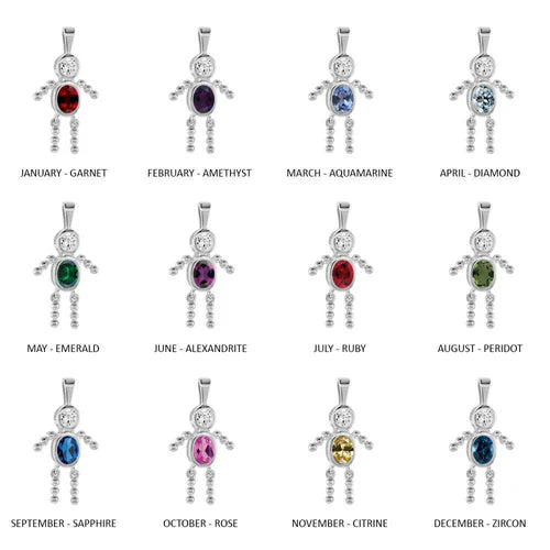 925 Sterling Silver High Polished Round Oval Birthstone Boy Charm