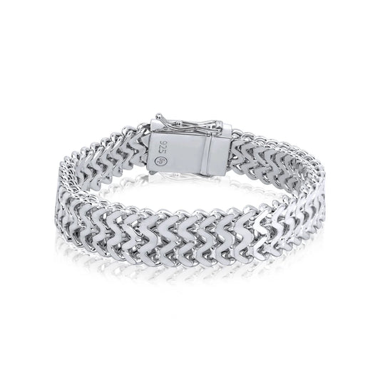 925 Sterling Silver High Zig Zag Bracelet 13.6mm