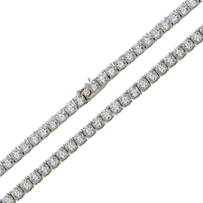 925 Sterling Silver Round CZ Tennis Necklace and Bracelet 5mm