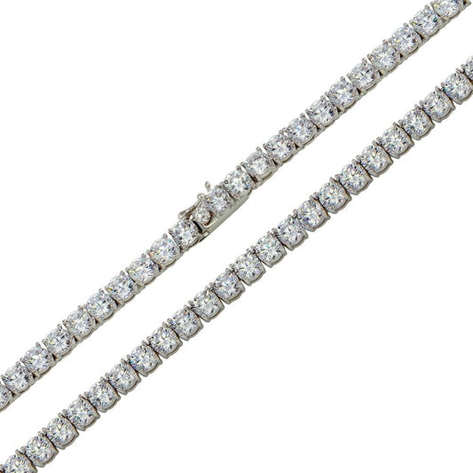 925 Sterling Silver Round CZ Tennis Necklace and Bracelet 5mm