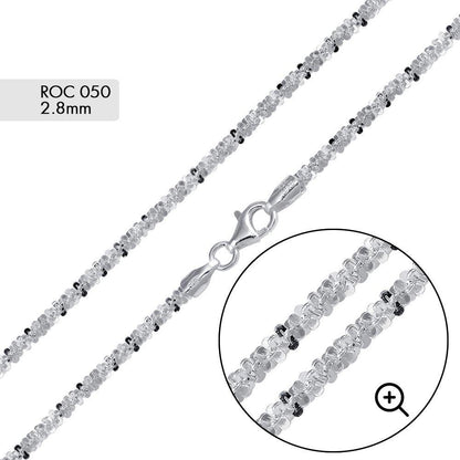 925 Sterling Silver Chain or Bracelet Roc 050 2.8mm