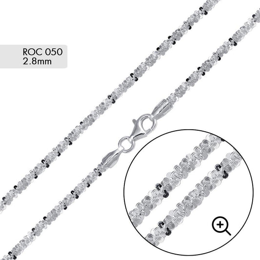 925 Sterling Silver Chain or Bracelet Roc 050 2.8mm