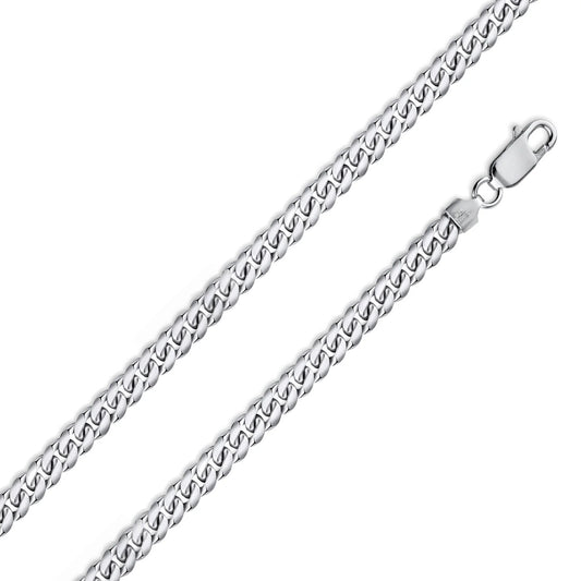 925 Sterling Silver Rhodium Plated Miami Cuban 150 Chain or Bracelet Link 4.9mm