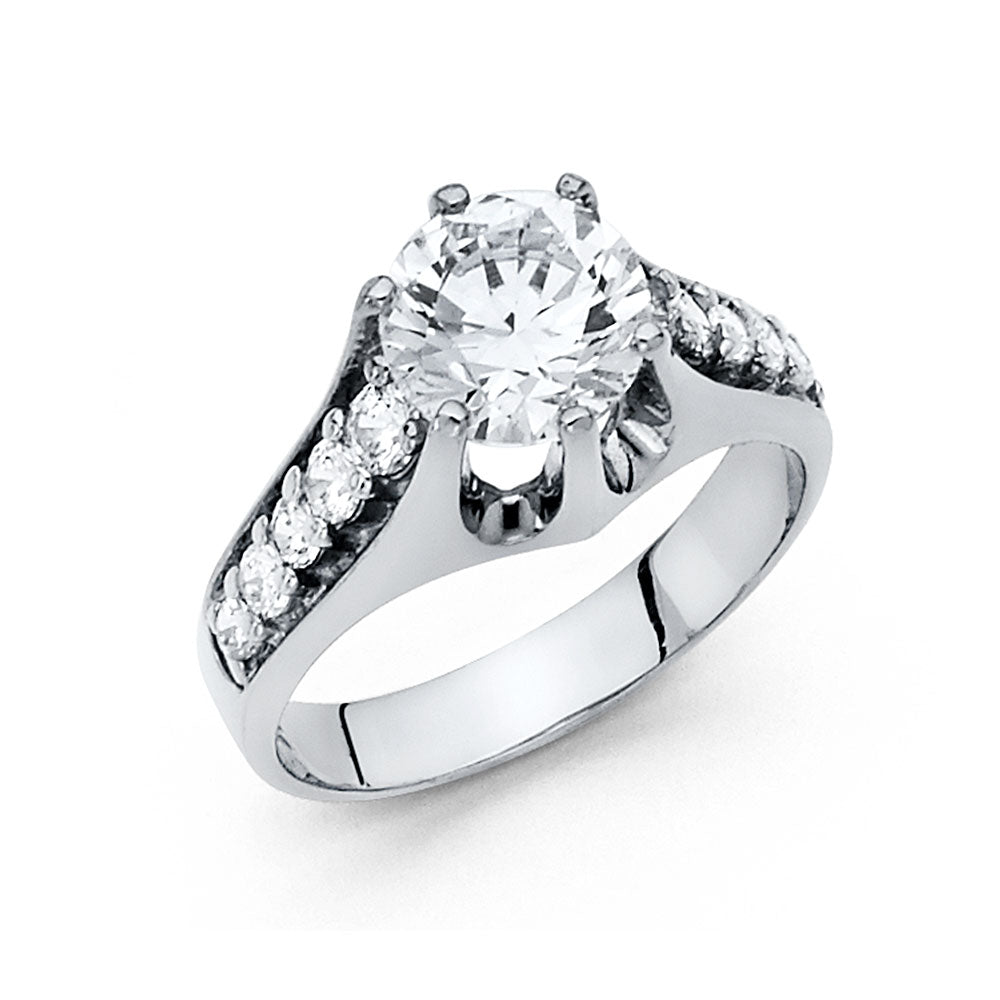 14K White Gold Cubic Zirconia Solitaire Engagement Ring