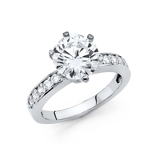 14K White Gold Cubic Zirconia Solitaire Engagement Ring
