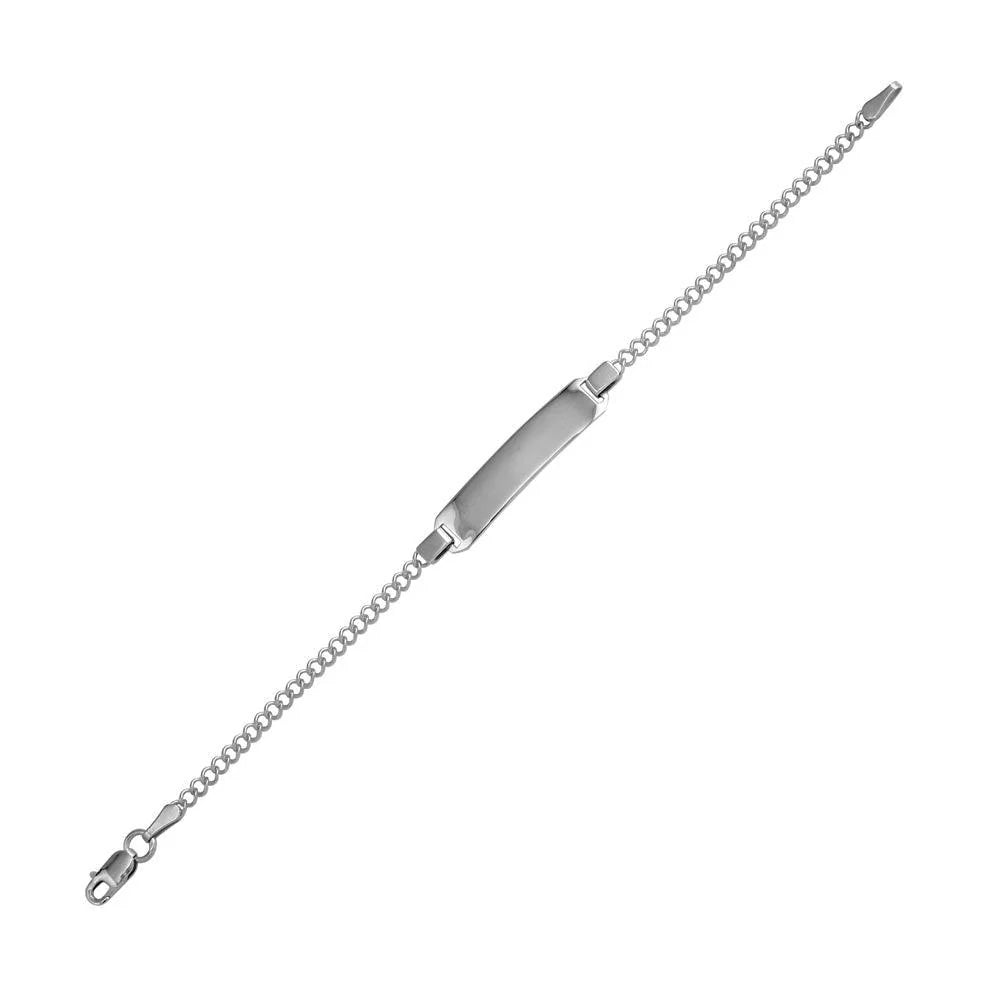 925 Sterling Silver Rhodium Plated Link Chain Baby ID Bracelet