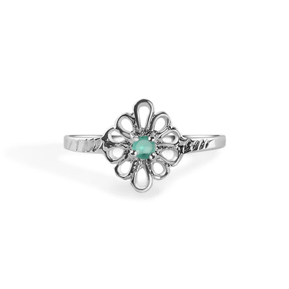 925 Sterling Silver Rhodium Plated Filigree Birthstone Ring