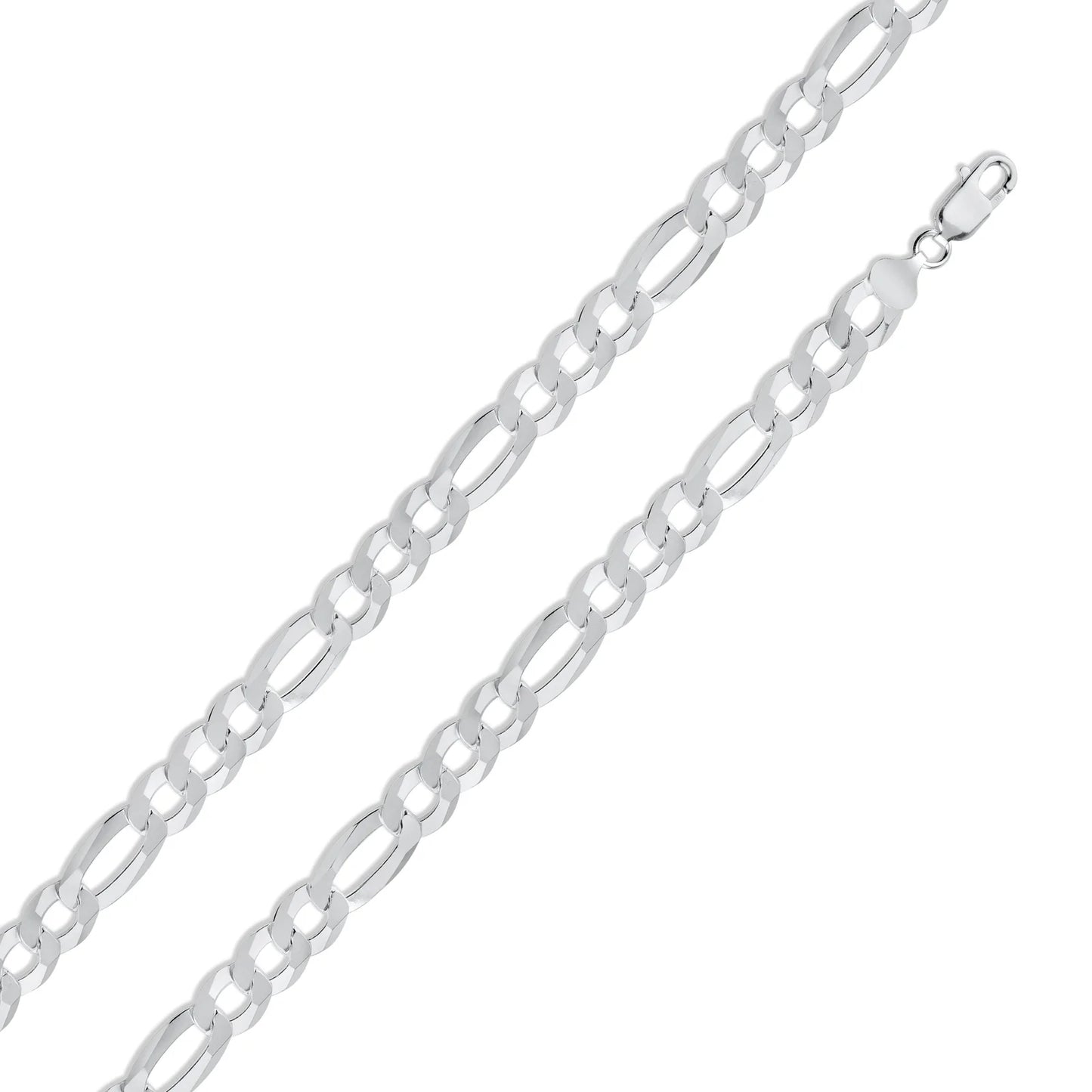 925 Sterling Silver Figaro 200 Chain or Bracelet 8.9mm