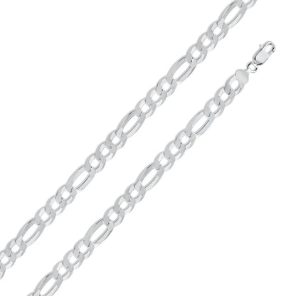 925 Sterling Silver Figaro 200 Chain or Bracelet 8.9mm