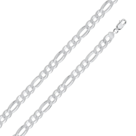 925 Sterling Silver Figaro 200 Chain or Bracelet 8.9mm