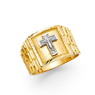 14K Men’s Two-Tone Crucifix Ring