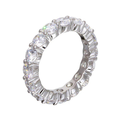 925 Sterling Silver Rhodium Plated CZ Eternity Ring