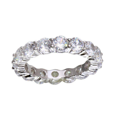 925 Sterling Silver Rhodium Plated CZ Eternity Ring