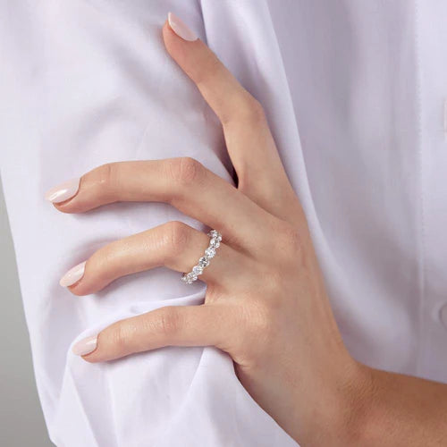 925 Sterling Silver Rhodium Plated CZ Eternity Ring