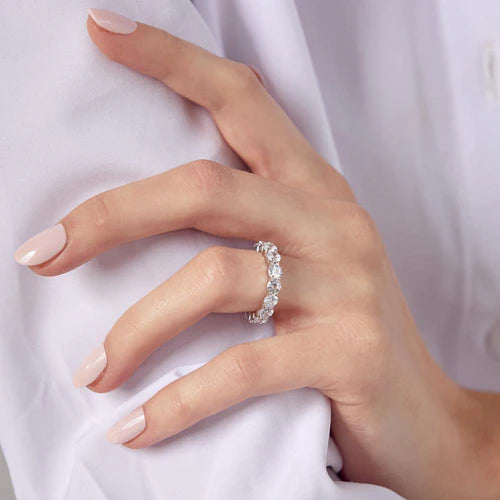 925 Sterling Silver Rhodium Plated CZ Eternity Ring