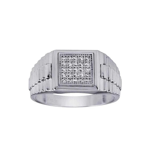 925 Sterling Silver Rhodium Plated Square CZ Ring