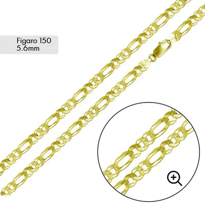 Silver Gold Plated Super Flat Figaro 150 Chain or Bracelet 5.6mm