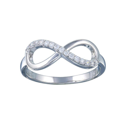 925 Sterling Silver Rhodium Plated Clear CZ Infinity Ring