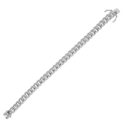 925 Sterling Silver Rhodium Plated Miami Cuban Chain or Bracelet 9mm Box Lock