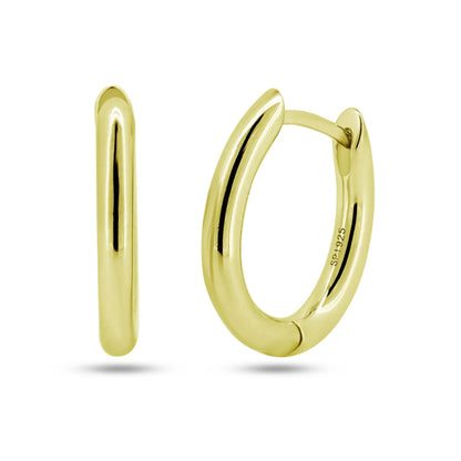 925 Sterling Silver Gold Plated Oval Hoop Earring