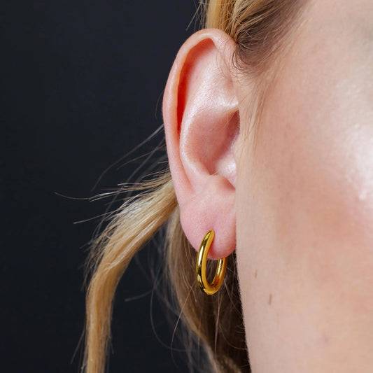 925 Sterling Silver Gold Plated Oval Hoop Earring