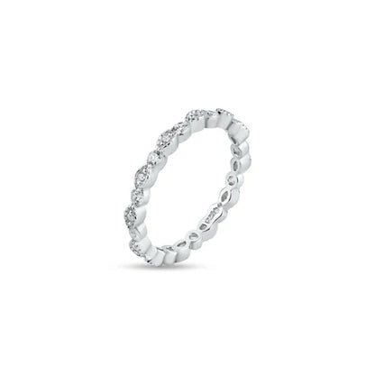 925 Sterling Silver Rhodium Plated CZ and Eye Pattern Eternity Ring