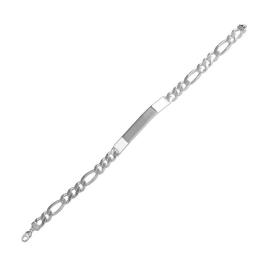 925 Sterling Silver Engravable ID Super Flat Figaro 120 Bracelet 4.5mm