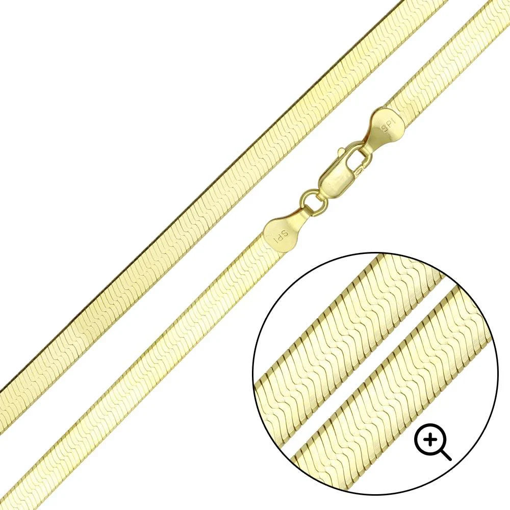 925 Sterling Silver Gold Plated Herring Bone 040 Chain or Bracelet 3.4mm