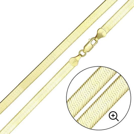 925 Sterling Silver Gold Plated Herring Bone 040 Chain or Bracelet 3.4mm