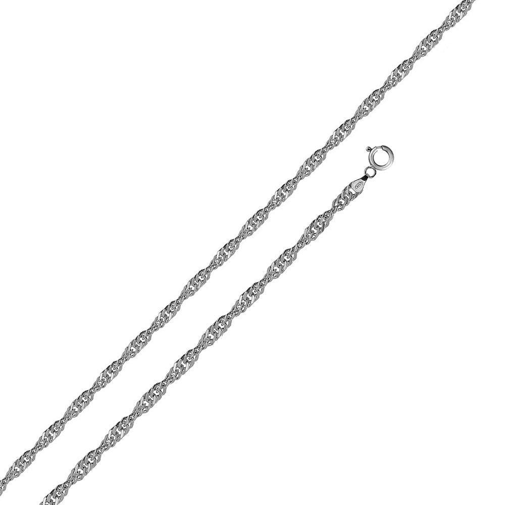 925 Sterling Silver Rhodium Plated Singapore 020 Chain 1.2mm
