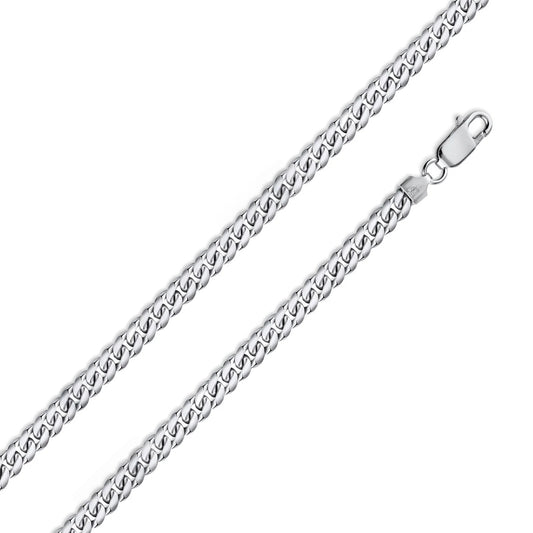 925 Sterling Silver Rhodium Plated Miami Cuban 120 Chain Link 4.1mm
