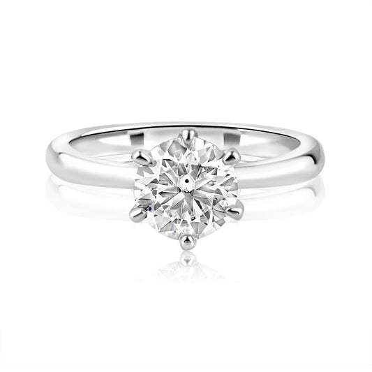 925 Sterling Silver Rhodium Plated 1 Carat Moissanite Ring