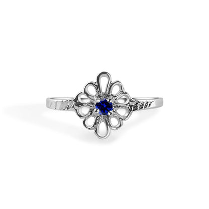 925 Sterling Silver Rhodium Plated Filigree Birthstone Ring