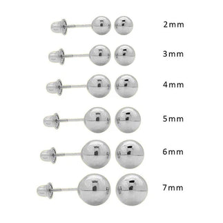 14 Karat White Gold Screw Backing Bead Stud Earring