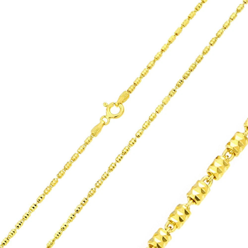 925 Sterling Silve Gold Plated Tube Brite Chain 1.4mm