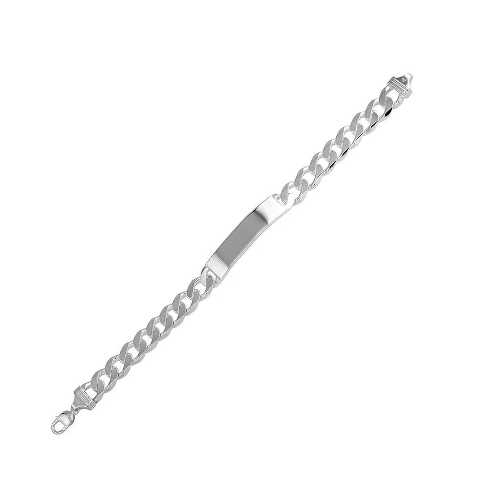 925 Sterling Silver Engravable ID Super Flat Curb 180 Bracelet 6.8mm