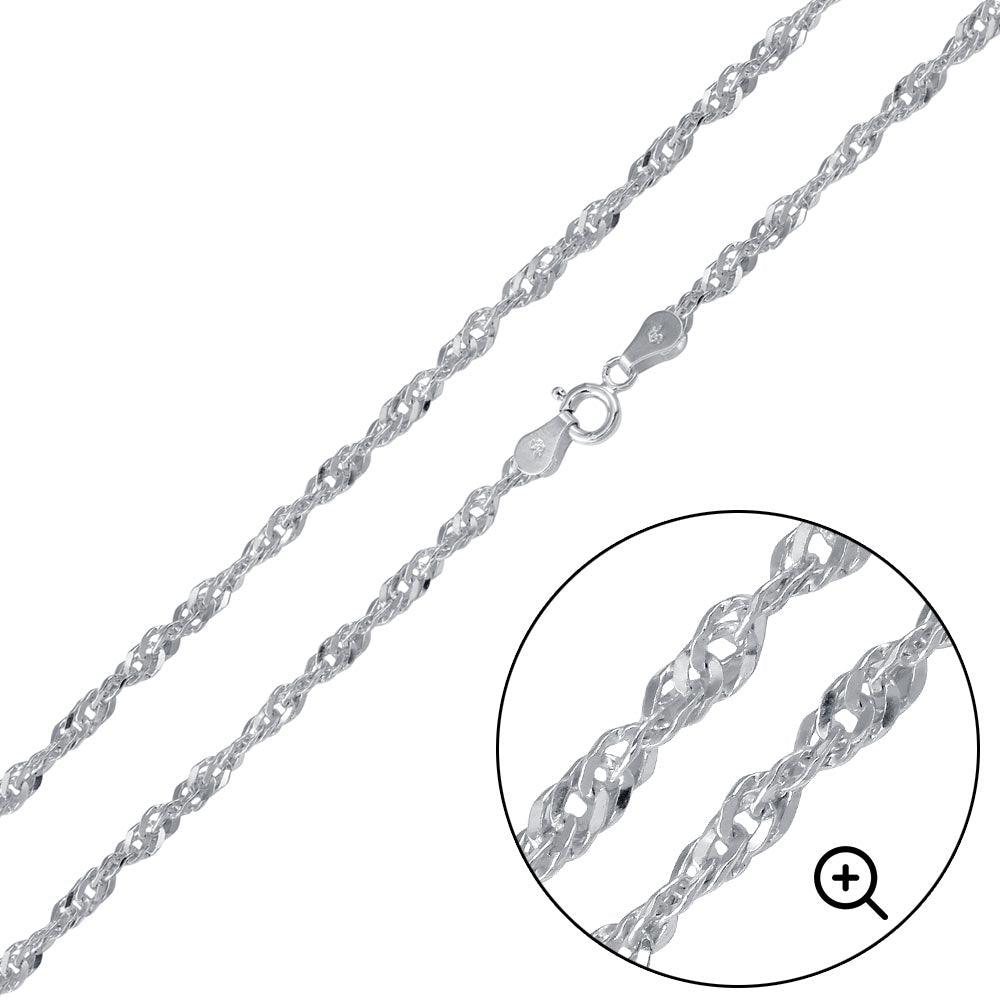 925 Sterling Silver Singapore 035 Chain or Bracelet 2mm