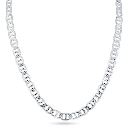 925 Sterling Silver Flat Marina 1 Sided 140 Diamond Cut 6.2mm Chain or Bracelet