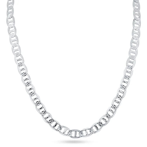 925 Sterling Silver Flat Marina 1 Sided 140 Diamond Cut 6.2mm Chain or Bracelet