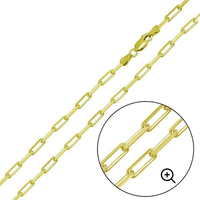 925 Sterling Silver Gold Plated Paperclip Link Chain or Bracelet 2.8mm
