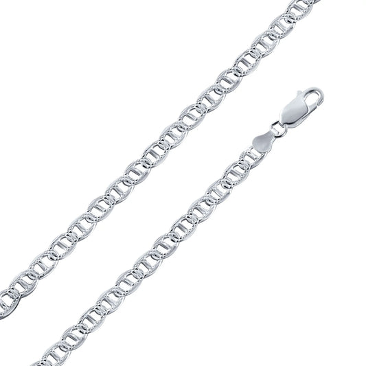 925 Sterling Silver Flat Marina 1 Sided 100 DC 4.4mm Chain