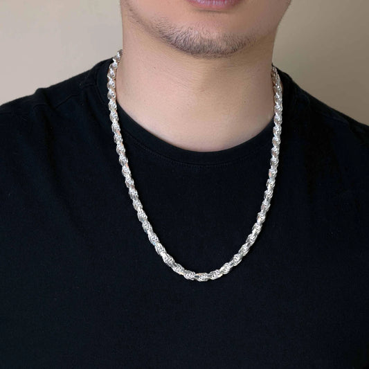 Silver Rope 150 Chain or Bracelet 7mm
