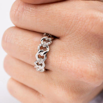 925 Sterling Silver Rhodium Plated Curb Design Link Ring 5.8mm